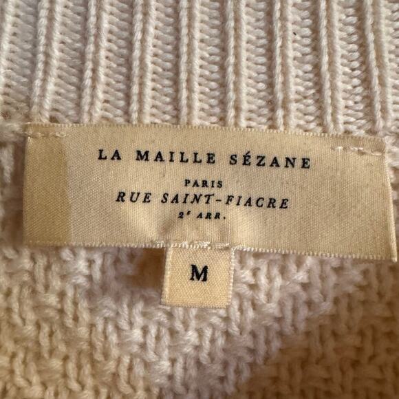 Sezane Zacharie Jumper 100% Wool Sweater Cream Embroidered Floral Size Medium - Picture 7 of 7